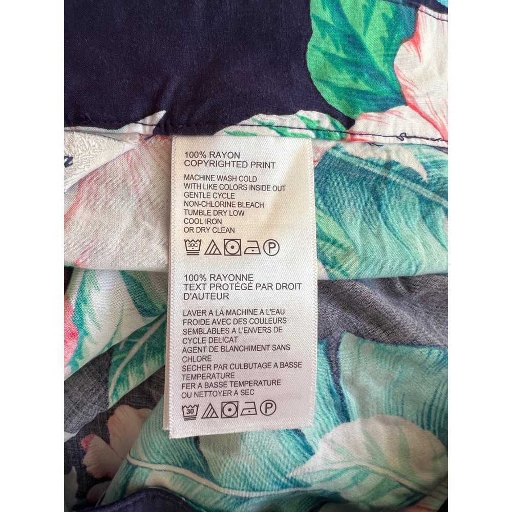 Tommy Bahama Floral Maxi Skirt Navy Blue Tropical Hibiscus Rayon Womens 14 - Picture 5 of 10
